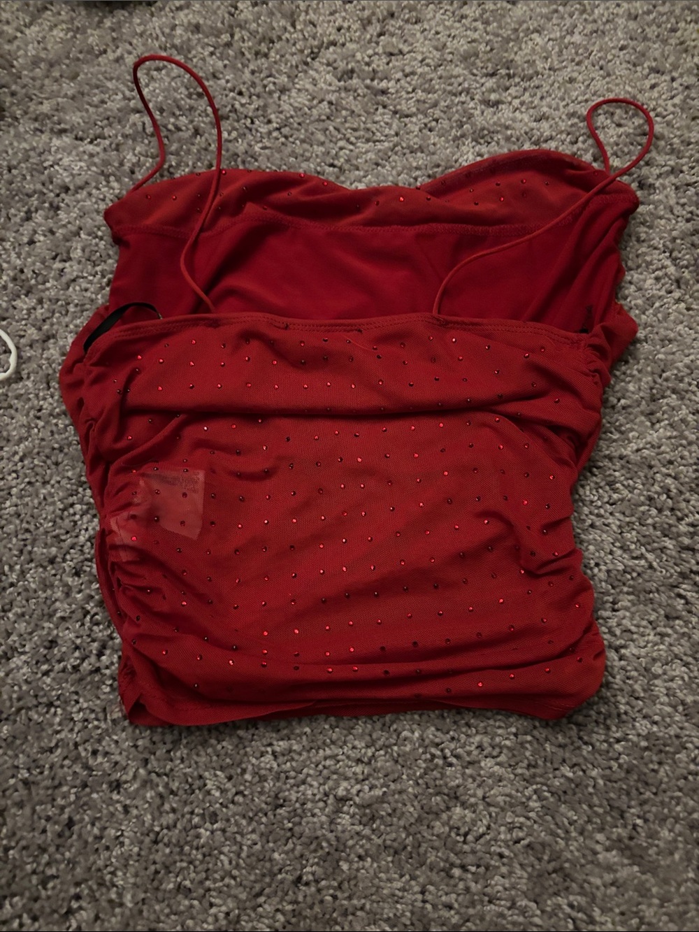 Forever 21 Red Rhinestone Ruched Spaghetti Strap Cami - Picture 2 of 2